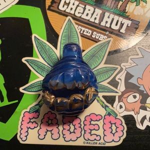 Gold grille glass pendant